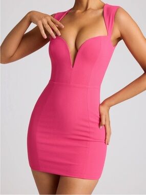 Oh Polly Heart Cut Out Mini Dress in Magenta